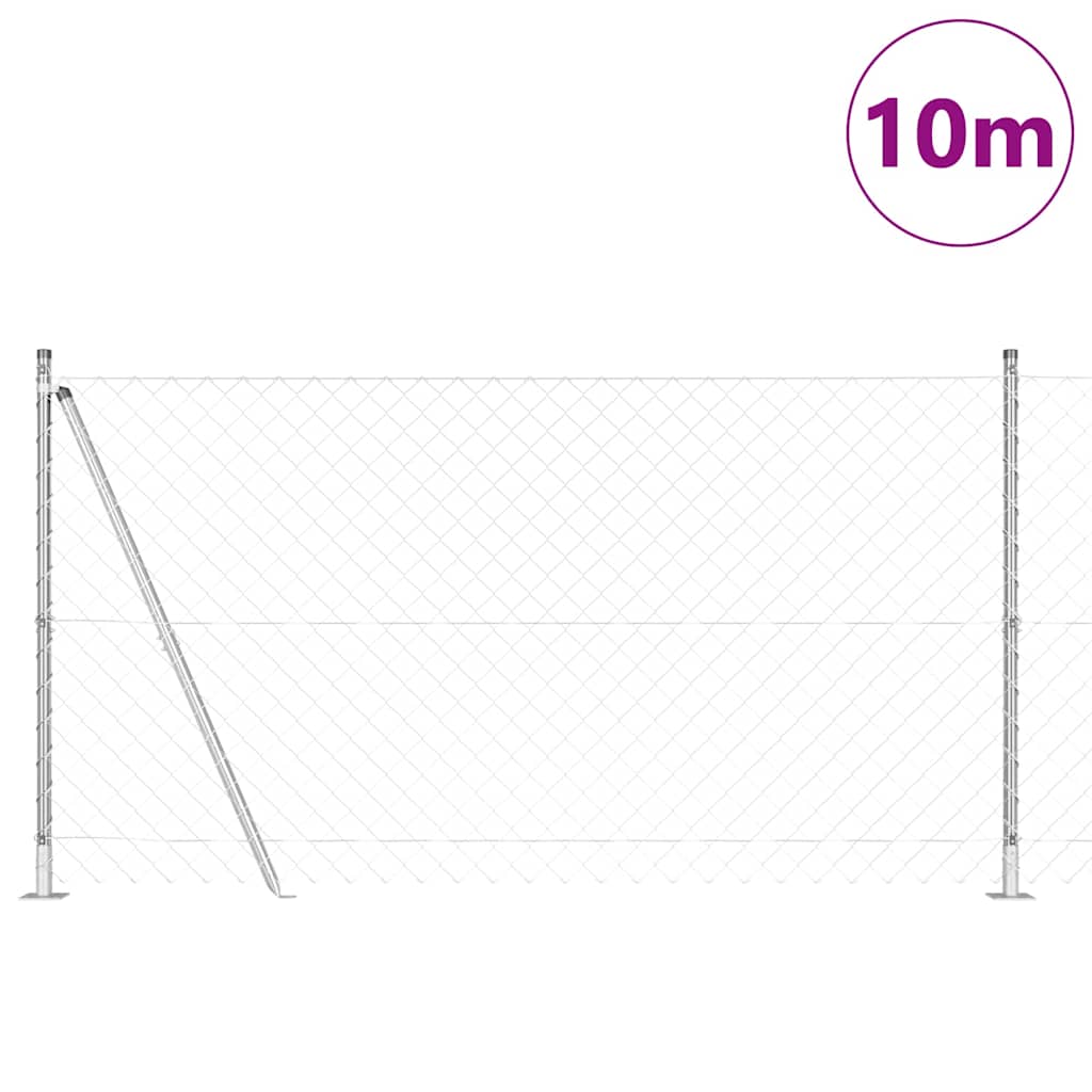 Vidaxl afrasteringspaal zilver 10 x 1,2 m (60 x 60 mm gaas) staal