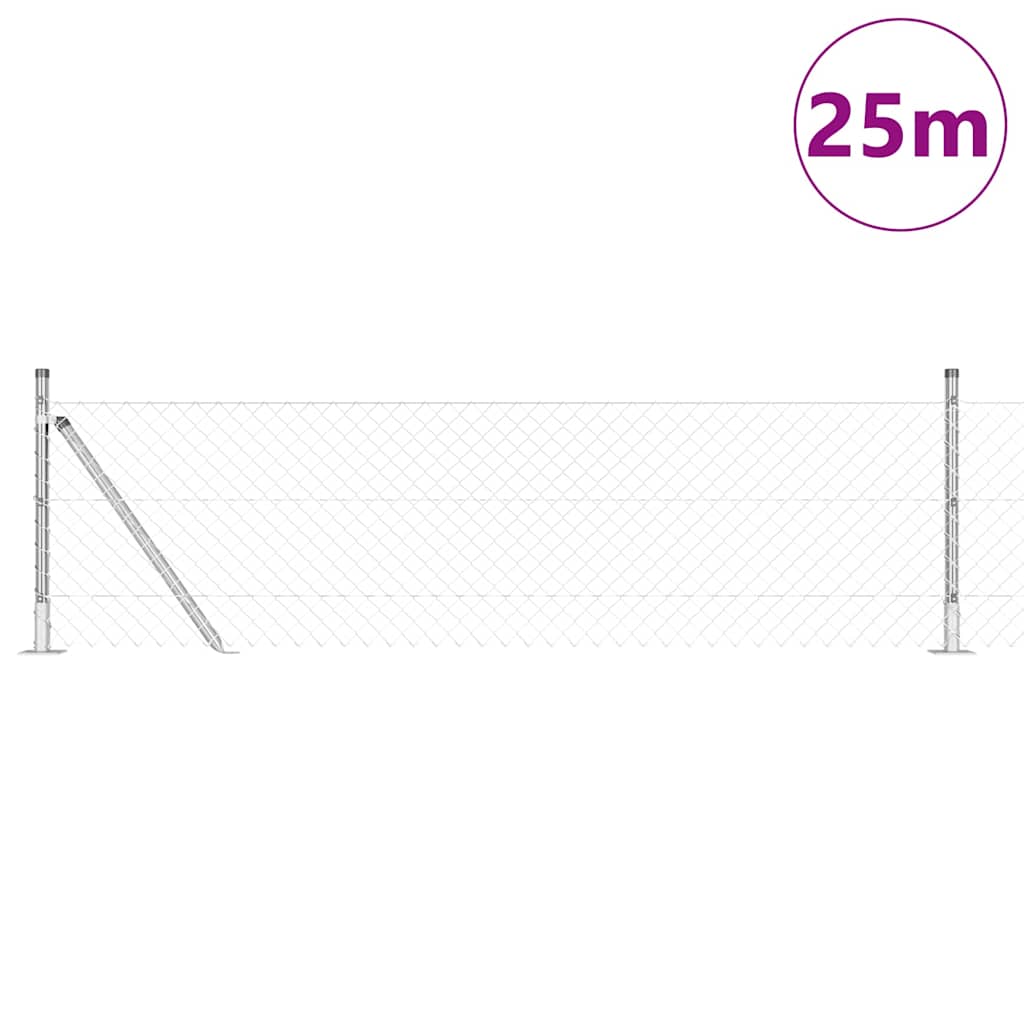 Vidaxl afrasteringspaal zilver 25 x 0,4 m (40 x 40 mm gaas) staal