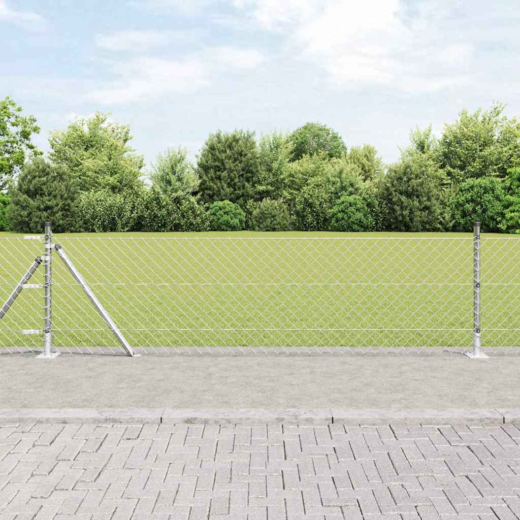 Vidaxl afrasteringspaal zilver 25 x 0,4 m (60 x 60 mm gaas) staal
