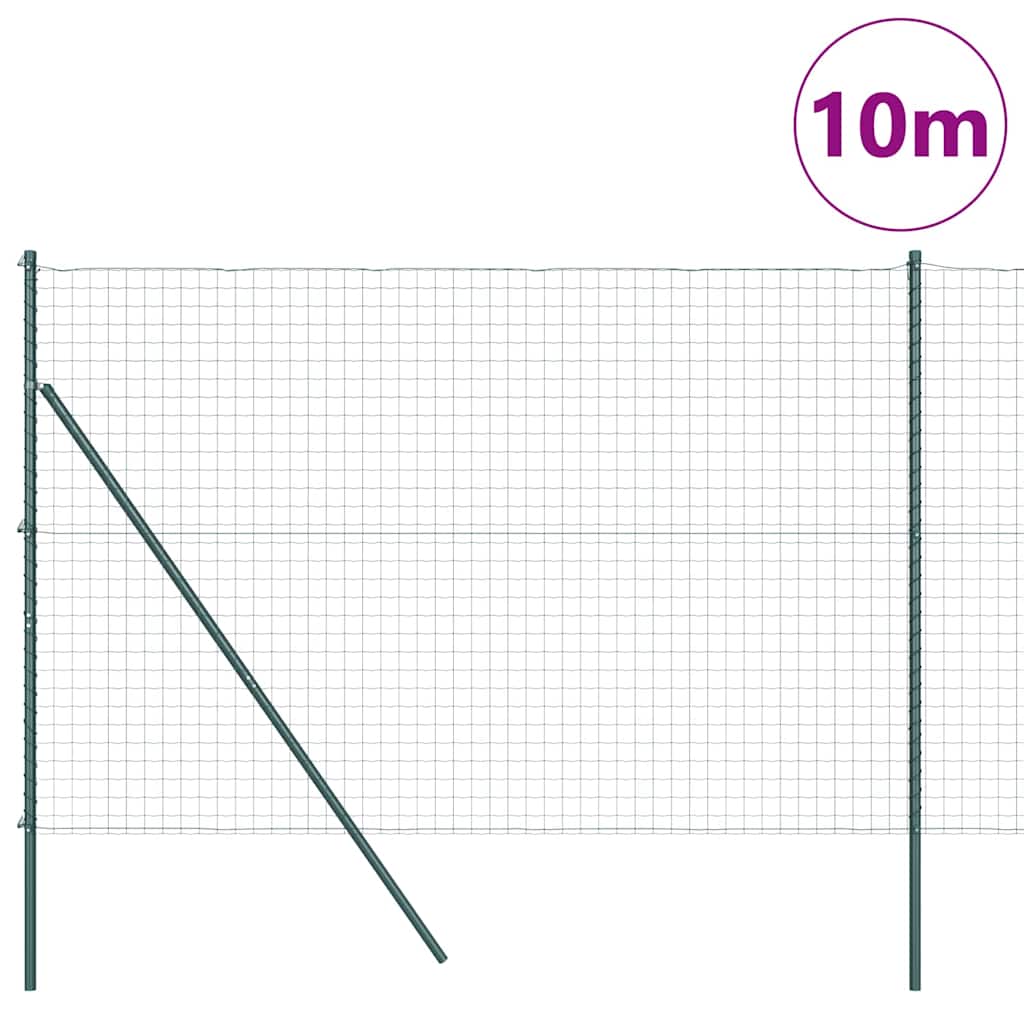 Vidaxl hek met paal groen 1,5 x 10 m staal en pvc