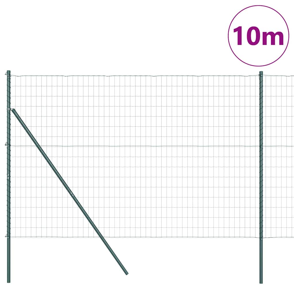 Vidaxl hek met paal groen 1,5 x 10 m staal en pvc