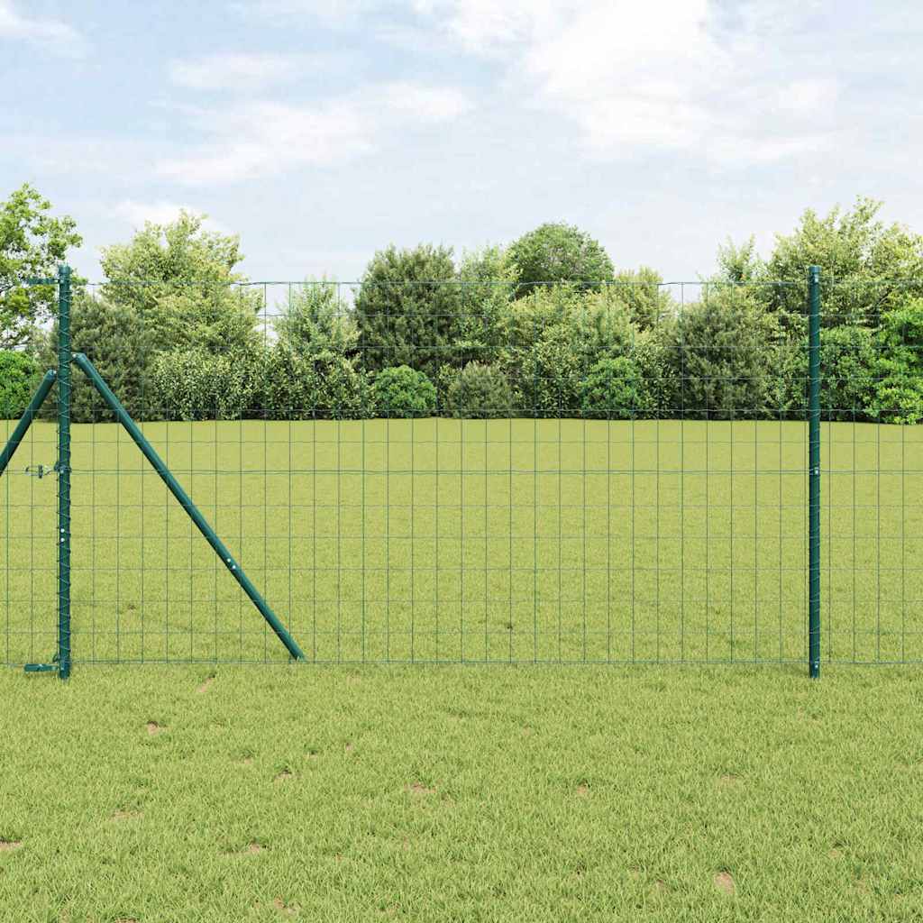 Vidaxl hek met paal groen 1 x 10 m staal en pvc