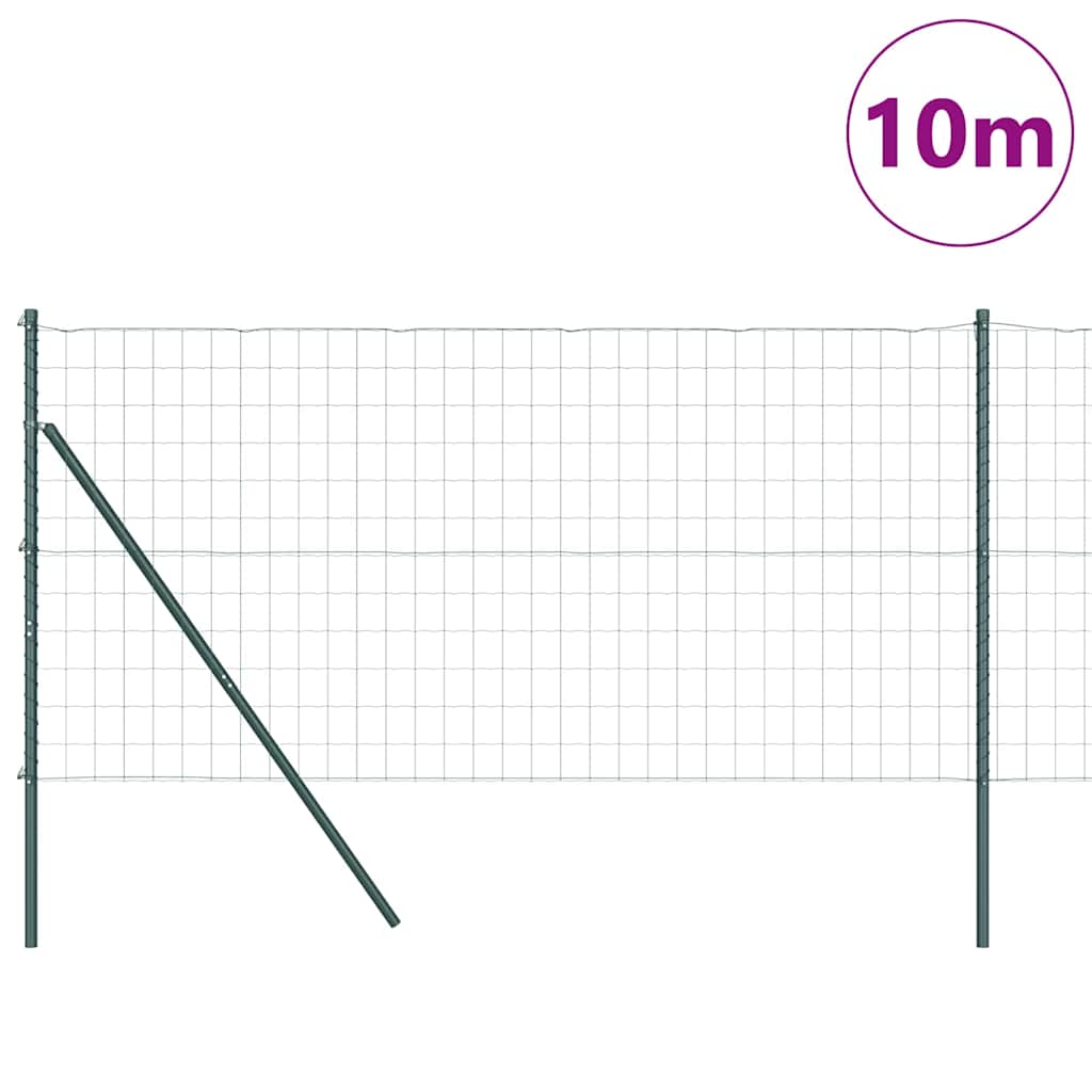 Vidaxl hek met paal groen 1,4 x 10 m staal en pvc