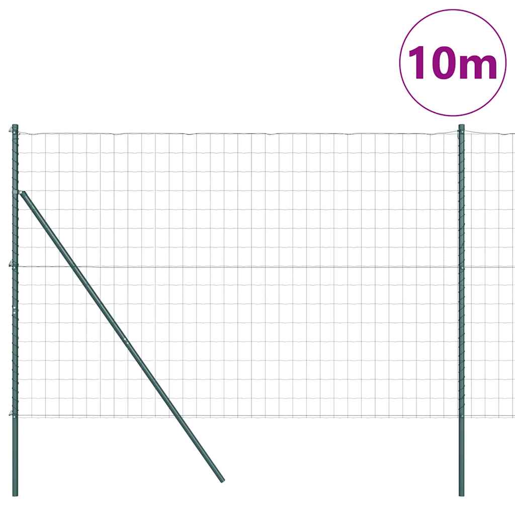 Vidaxl hek met paal groen 1,5 x 10 m staal en pvc