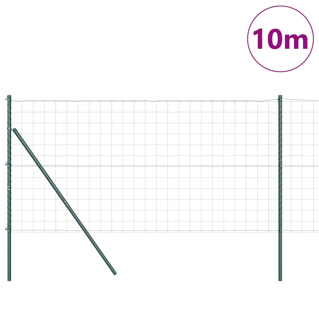 Vidaxl hek met paal groen 1,4 x 10 m staal en pvc