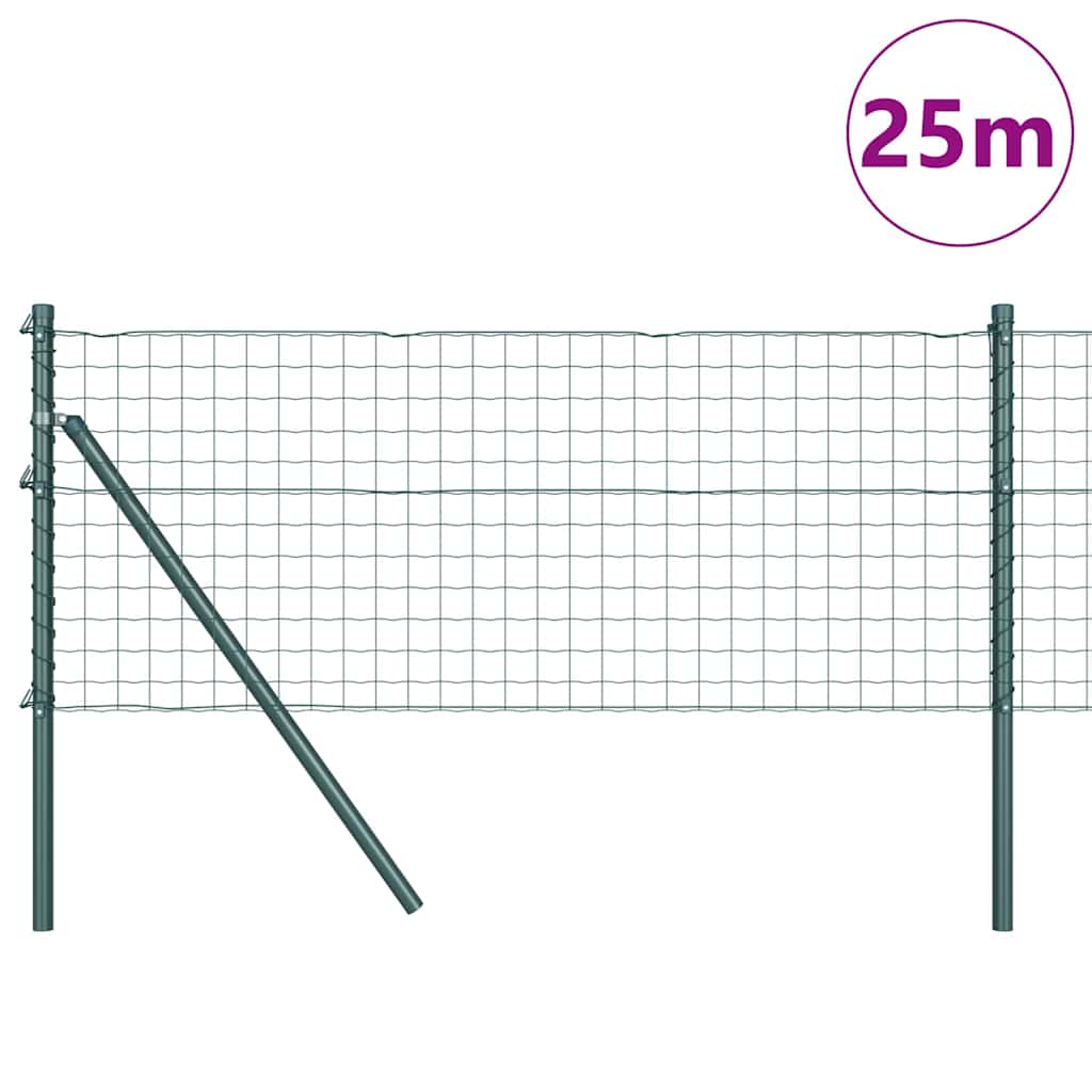 Vidaxl hek met paal groen 0,4 x 25 m staal en pvc