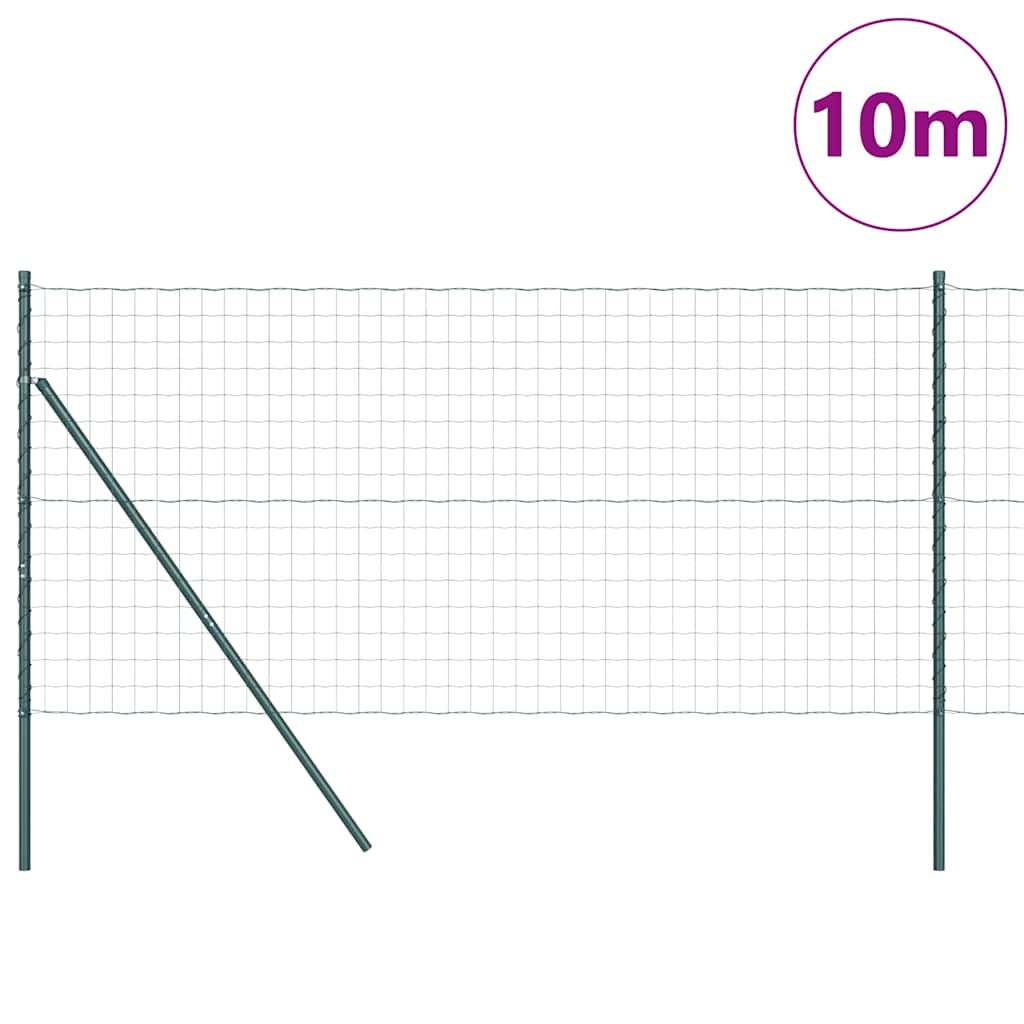 Vidaxl hek met paal groen 1,2 x 10 m staal
