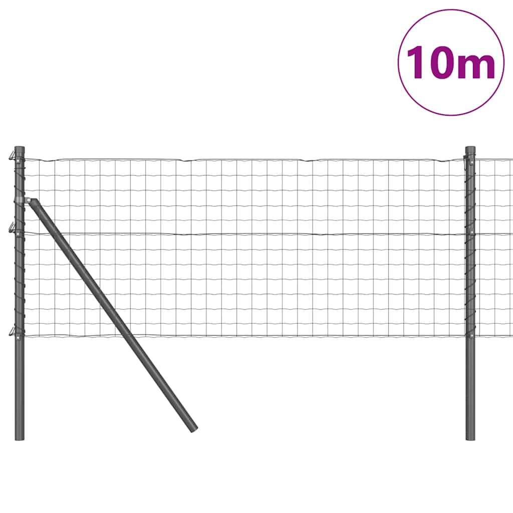 Vidaxl hek met paal grijs 0,6 x 10 m staal en pvc