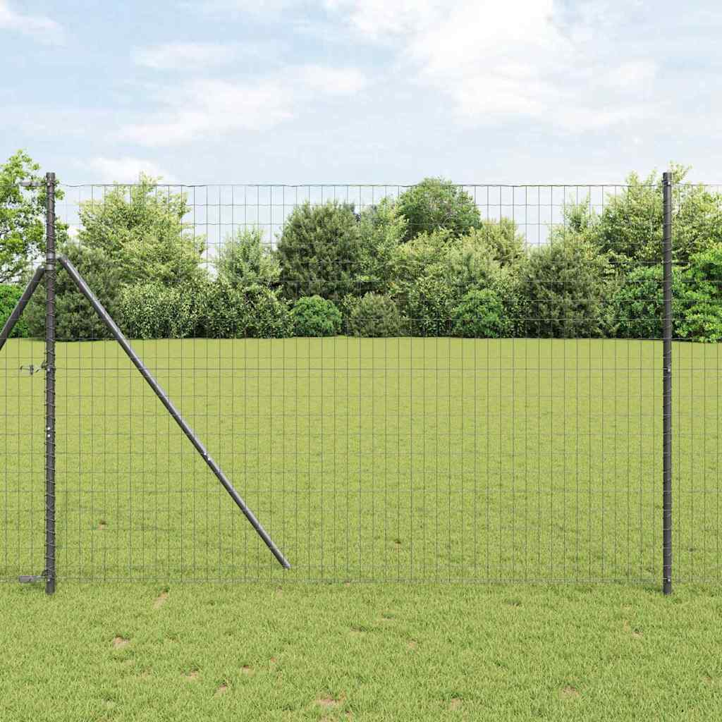 Vidaxl hek met paal grijs 1,5 x 10 m staal en pvc
