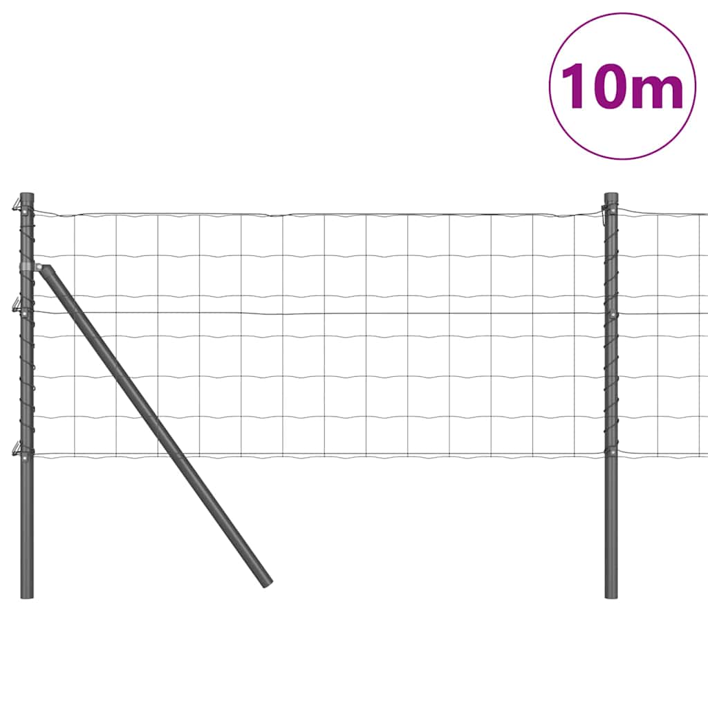 Vidaxl hek met paal grijs 0,6 x 10 m staal en pvc