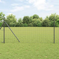 Vidaxl hek met paal grijs 1,4 x 10 m staal en pvc