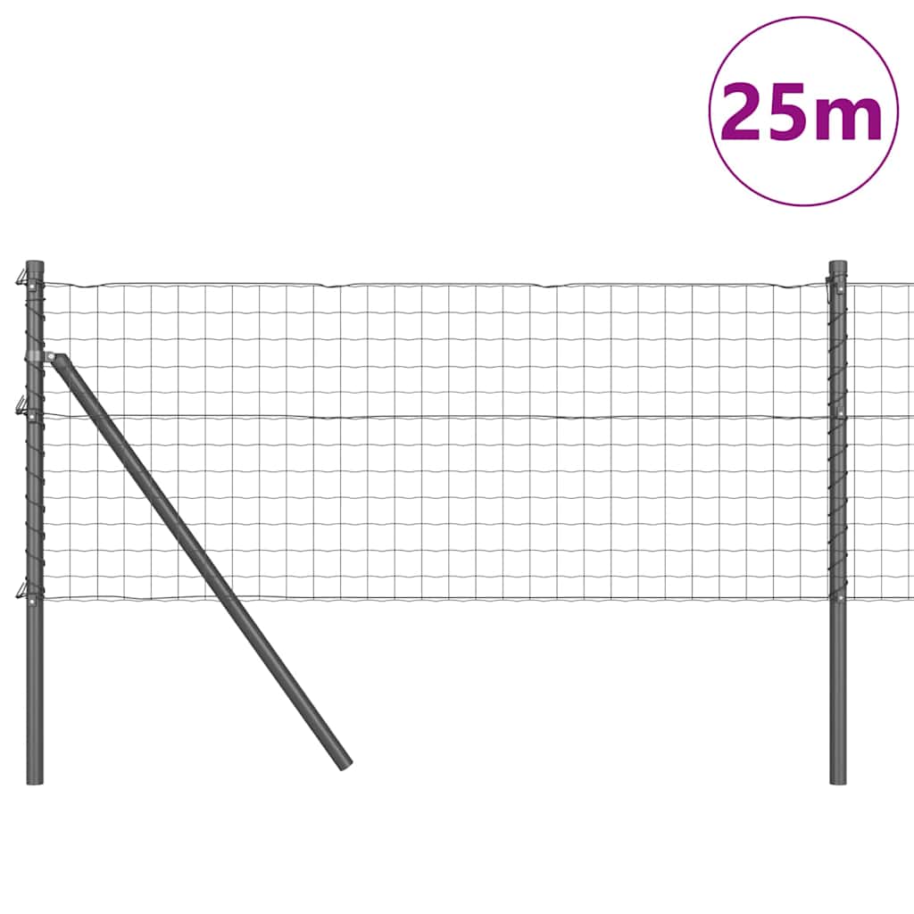 Vidaxl hek met paal grijs 0,4 x 25 m staal en pvc