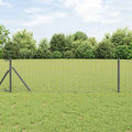Vidaxl hek met paal grijs 0,8 x 25 m staal en pvc