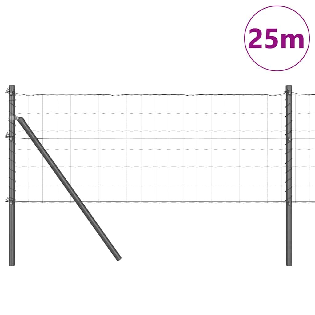 Vidaxl hek met paal grijs 0,4 x 25 m staal en pvc