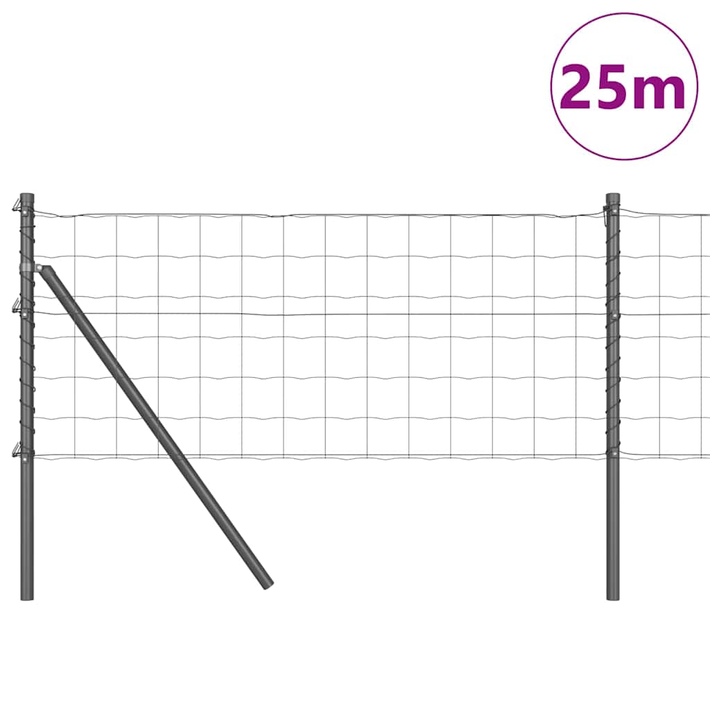 Vidaxl hek met paal grijs 0,4 x 25 m staal en pvc