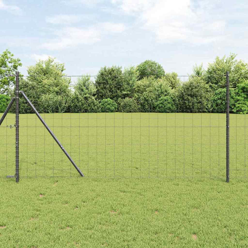 Vidaxl hek met paal grijs 1 x 25 m staal