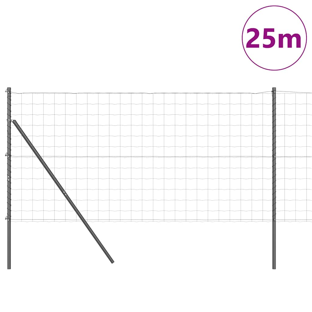 Vidaxl hek met paal grijs 1 x 25 m staal
