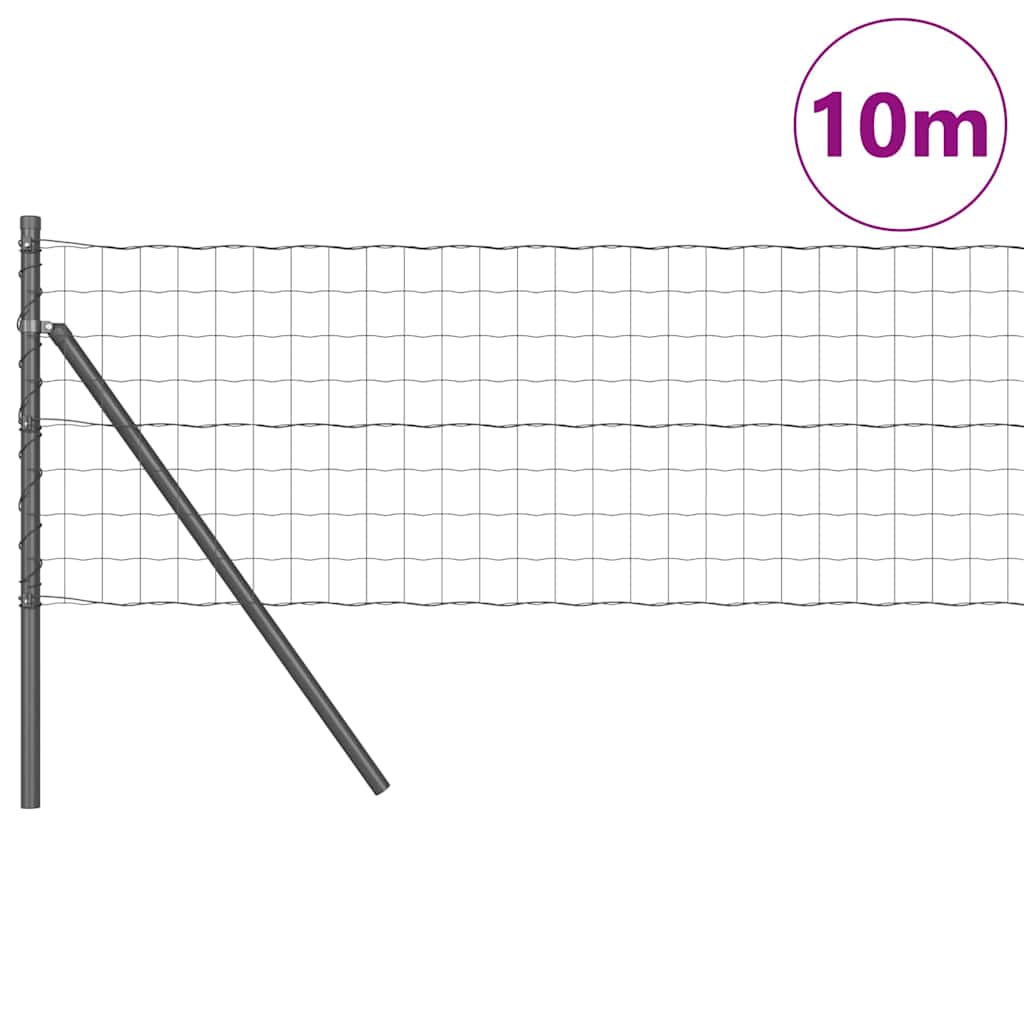 Vidaxl hek met paal grijs 0,8 x 10 m staal