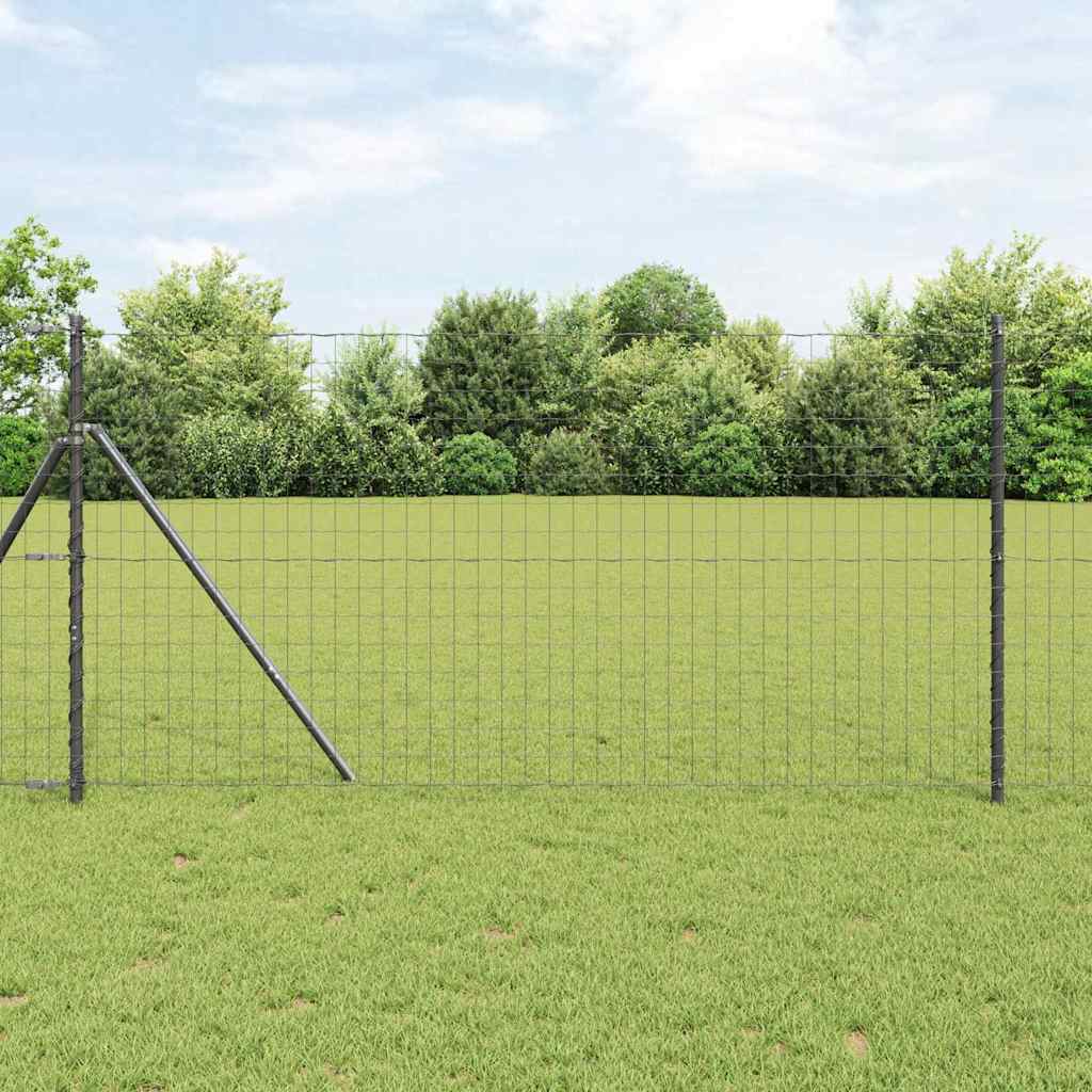 Vidaxl hek met paal grijs 1 x 10 m staal