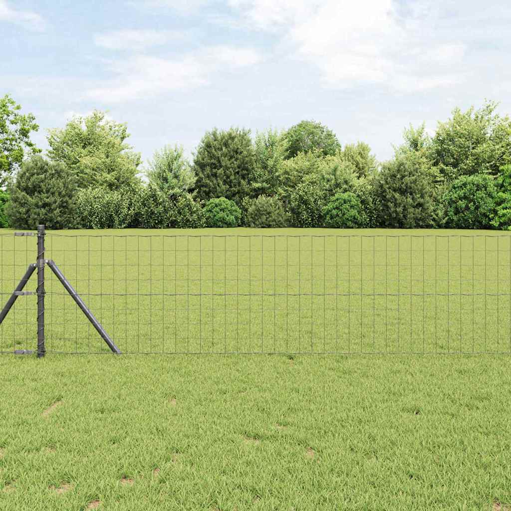 Vidaxl hek met paal grijs 0,4 x 25 m staal en pvc