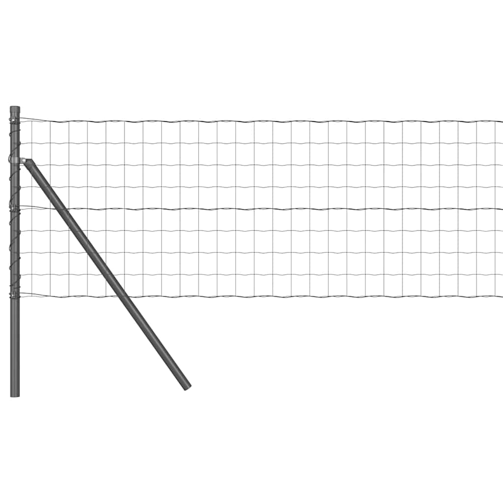 Vidaxl hek met paal grijs 0,6 x 25 m staal en pvc