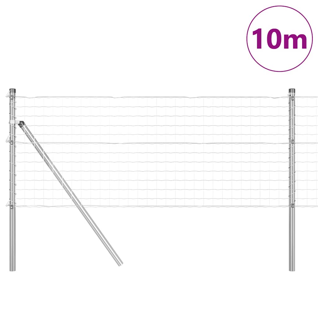 Vidaxl hek met paal zilver 0,8 x 10 m staal en pvc