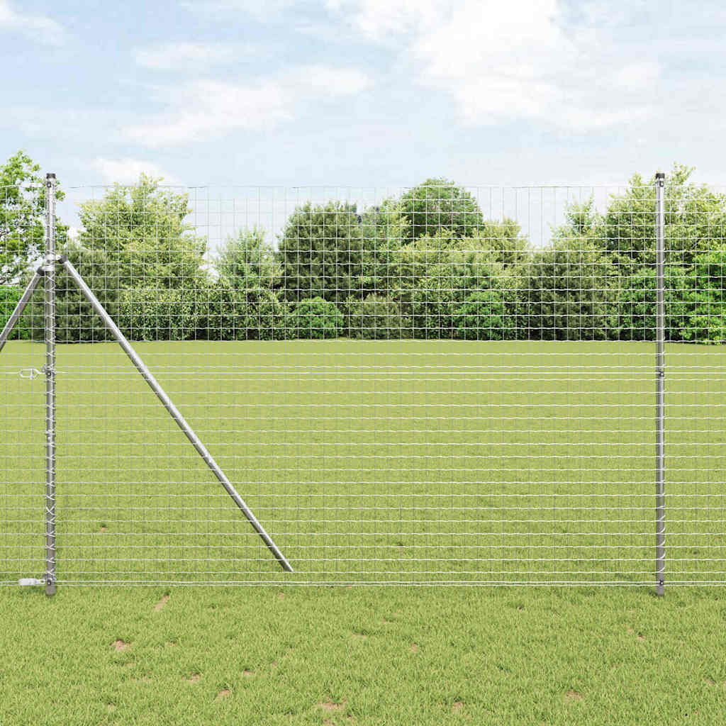 Vidaxl hek met paal zilver 1,5 x 10 m staal en pvc