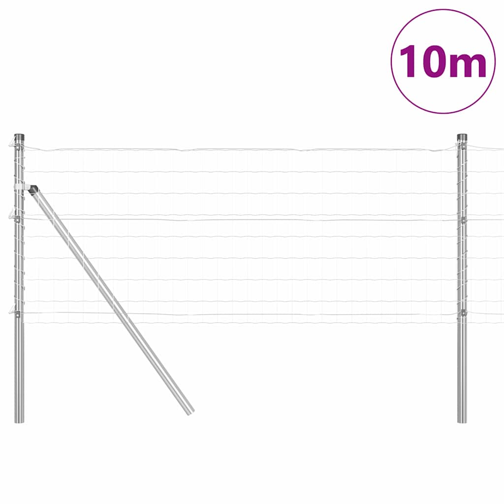 Vidaxl hek met paal zilver 0,8 x 10 m staal en pvc