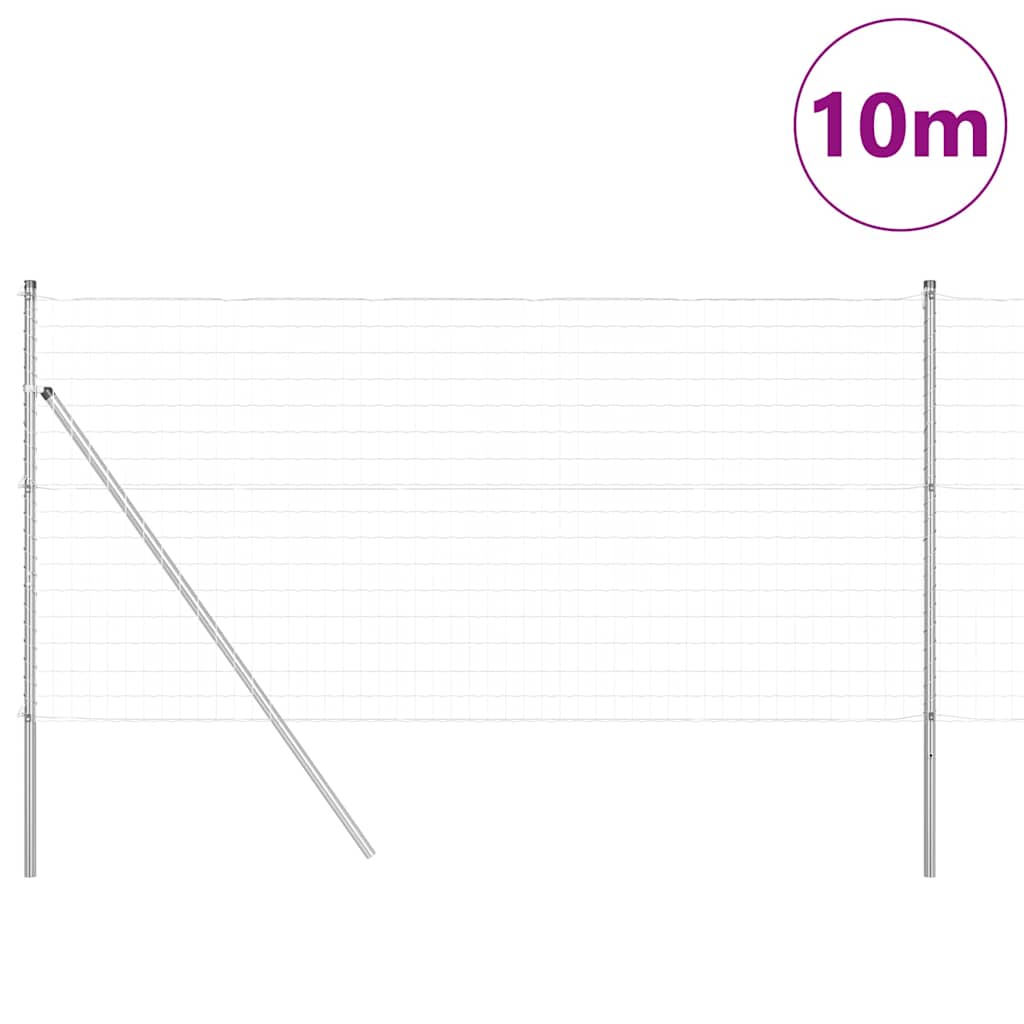 Vidaxl hek met paal zilver 1,2 x 10 m staal en pvc