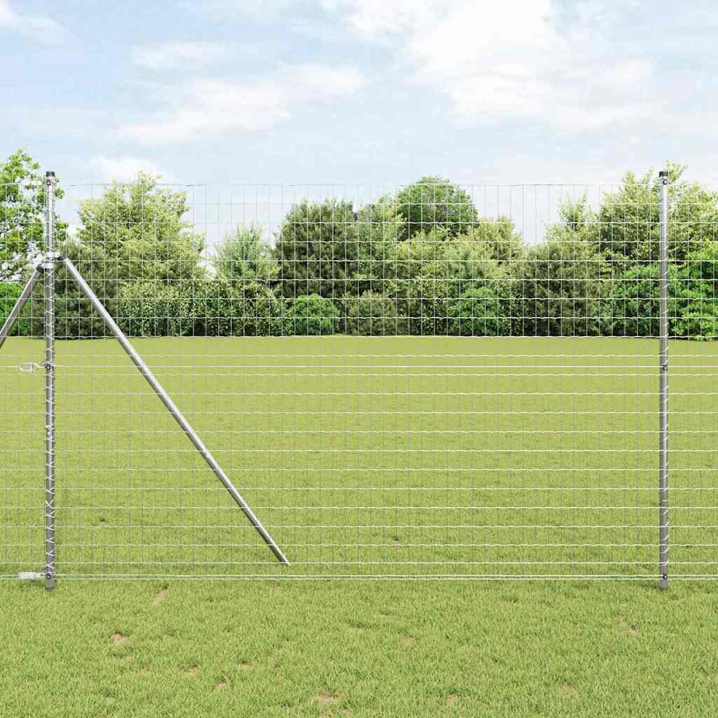Vidaxl hek met paal zilver 1,5 x 10 m staal en pvc