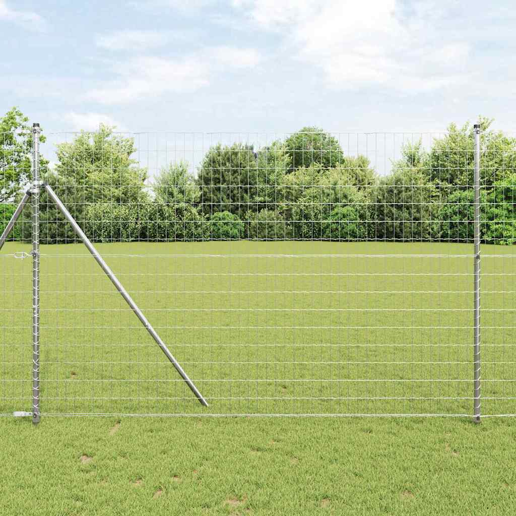 Vidaxl hek met paal zilver 1,6 x 10 m staal en pvc