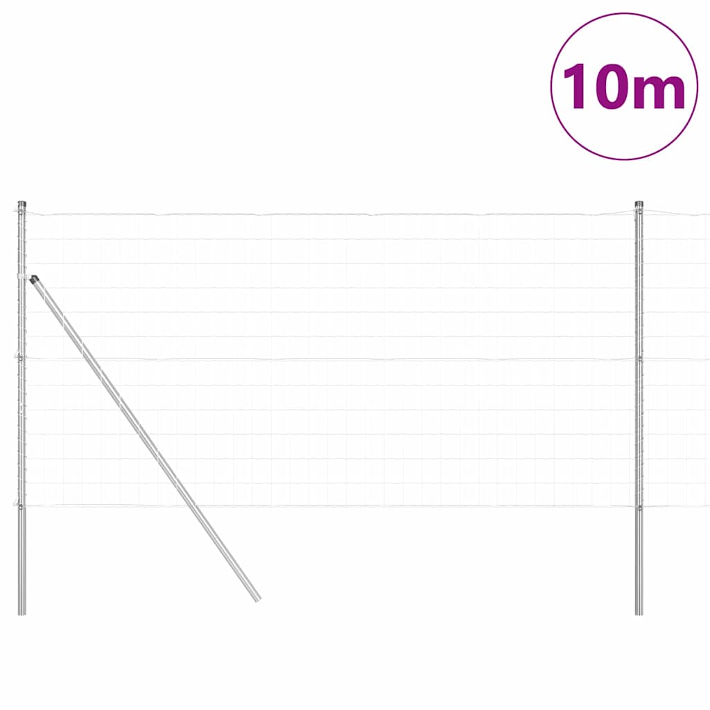 Vidaxl hek met paal zilver 1,4 x 10 m staal en pvc