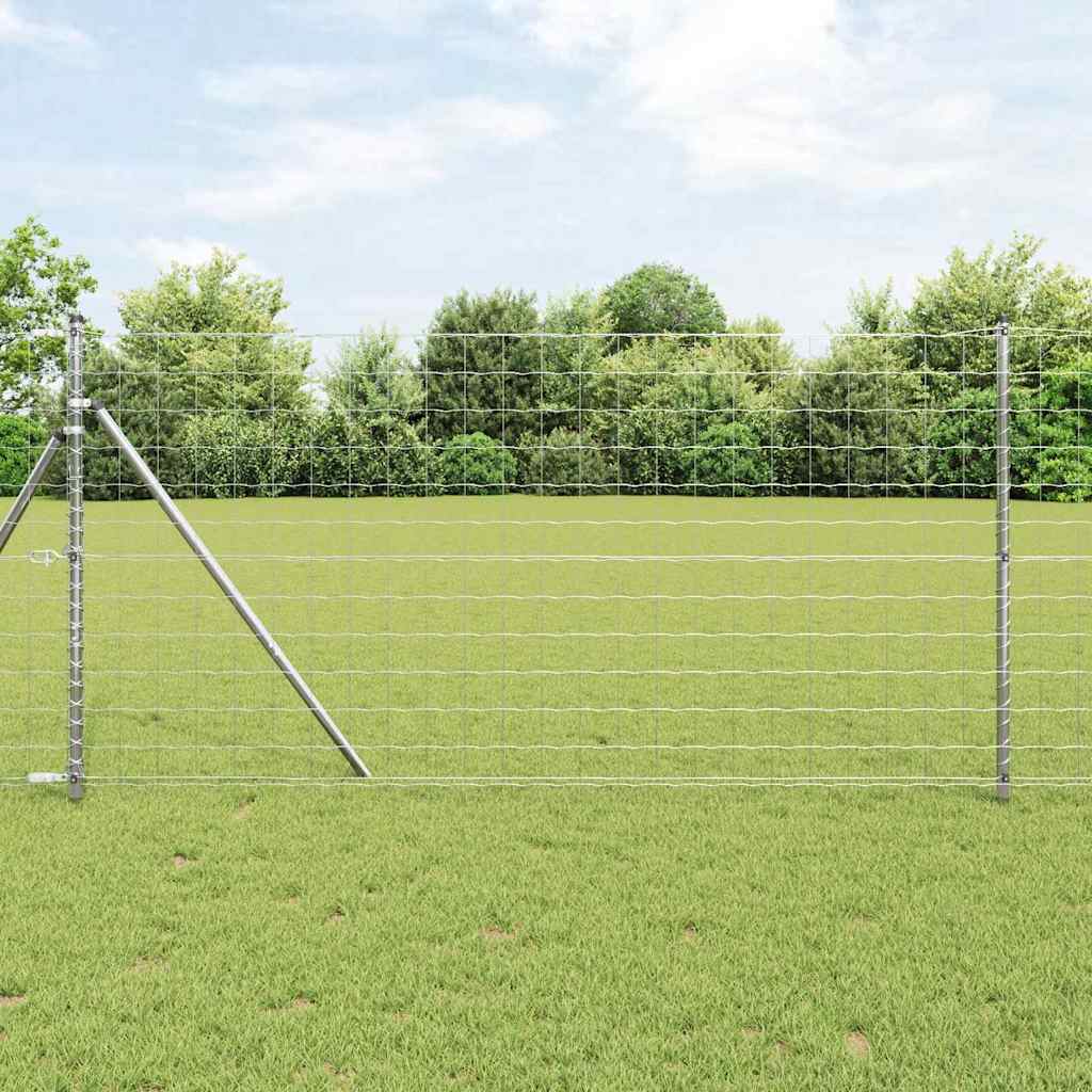 Vidaxl hek met paal zilver 1,4 x 10 m staal en pvc