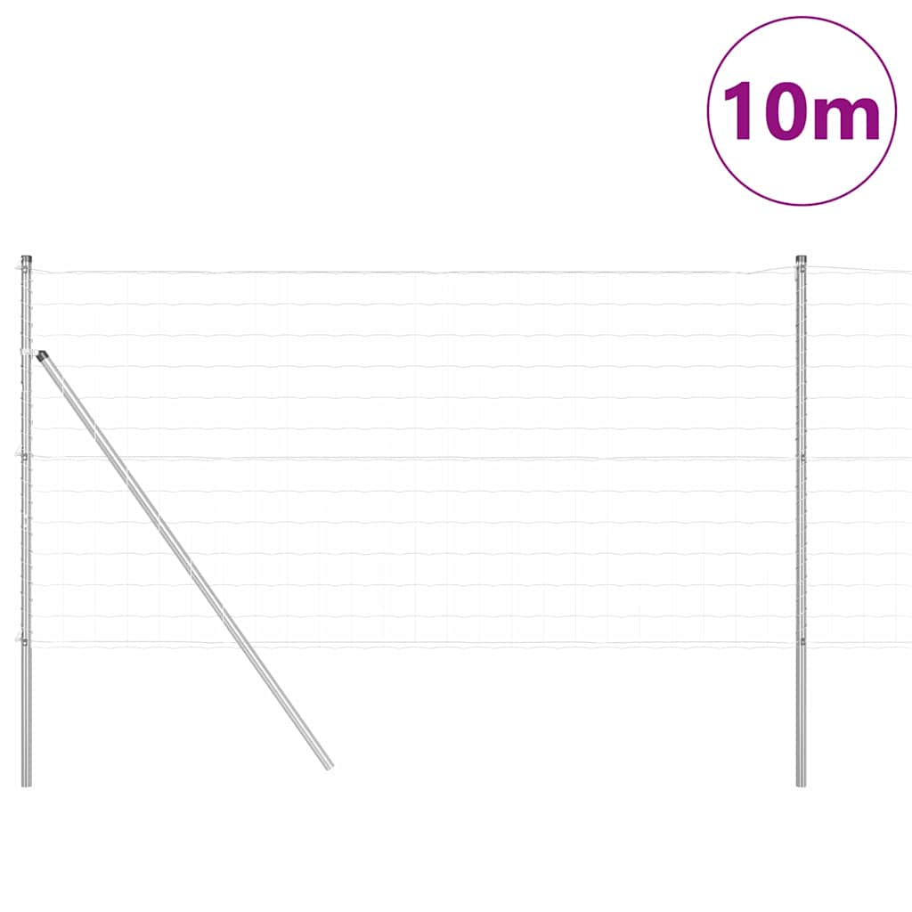 Vidaxl hek met paal zilver 1,4 x 10 m staal en pvc