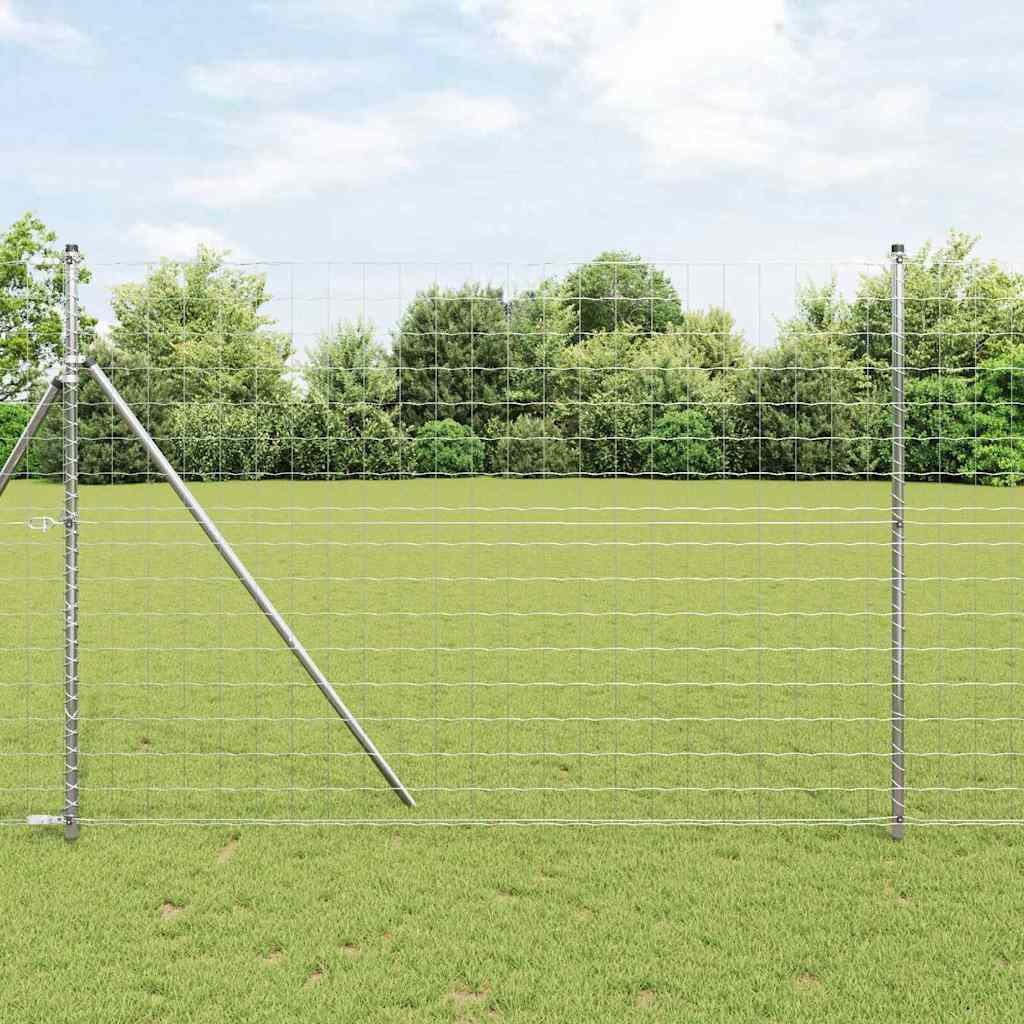 Vidaxl hek met paal zilver 1,5 x 10 m staal en pvc