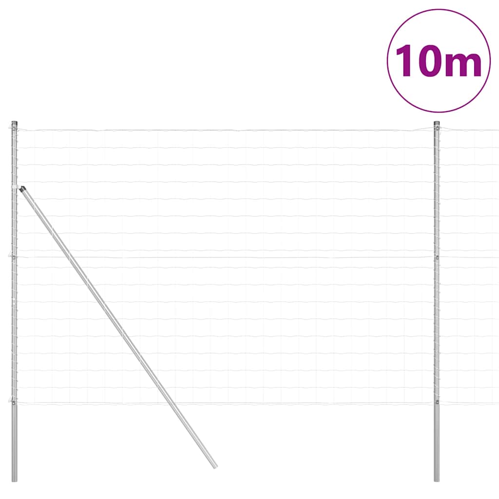 Vidaxl hek met paal zilver 1,5 x 10 m staal en pvc