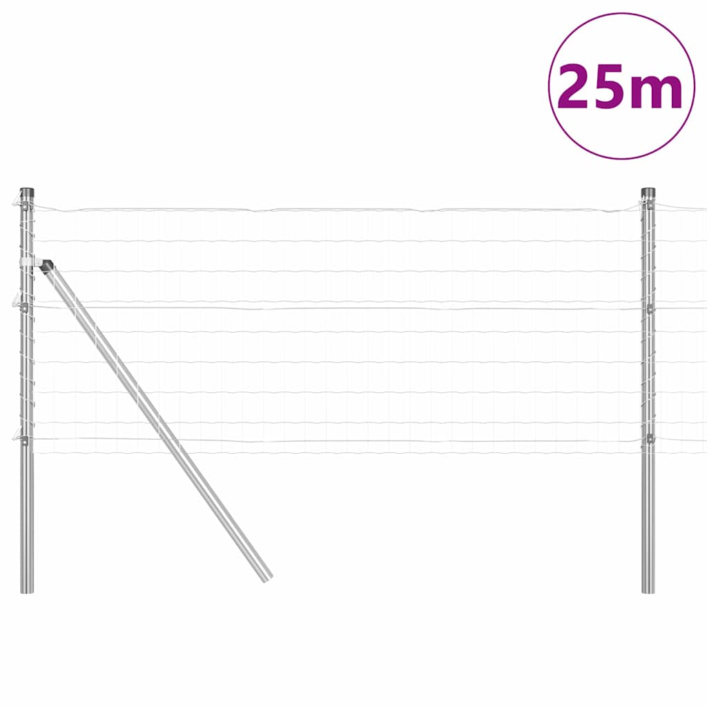 Vidaxl hek met paal zilver 0,4 x 25 m staal en pvc