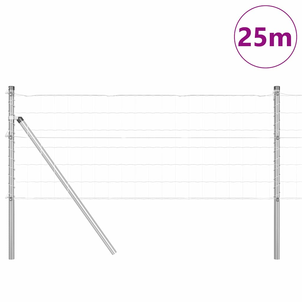 Vidaxl hek met paal zilver 0,6 x 25 m staal en pvc