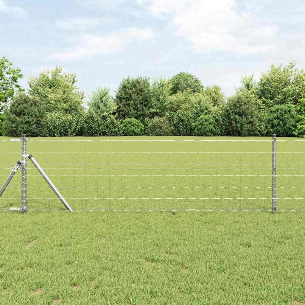 Vidaxl hek met paal zilver 0,4 x 25 m staal en pvc