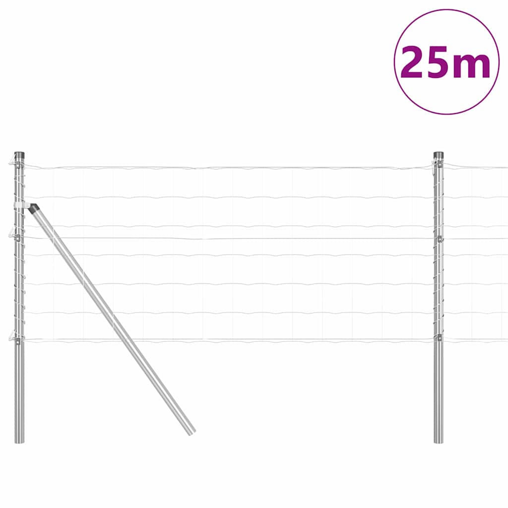 Vidaxl hek met paal zilver 0,6 x 25 m staal en pvc