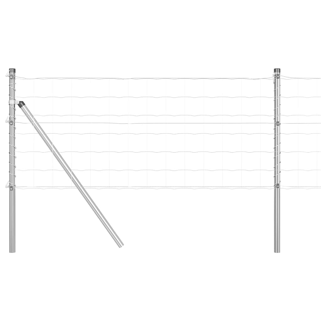 Vidaxl hek met paal zilver 0,8 x 25 m staal en pvc