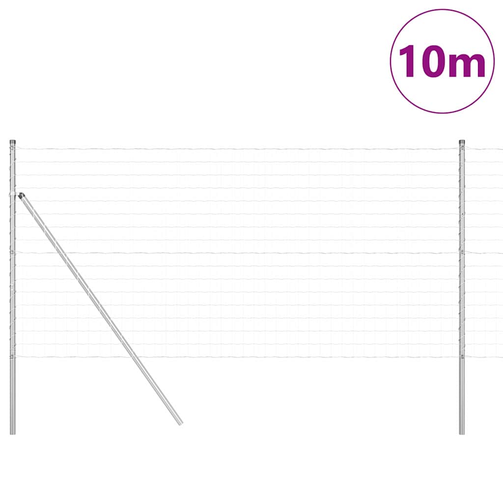 Vidaxl hek met paal zilver 1 x 10 m staal en pvc