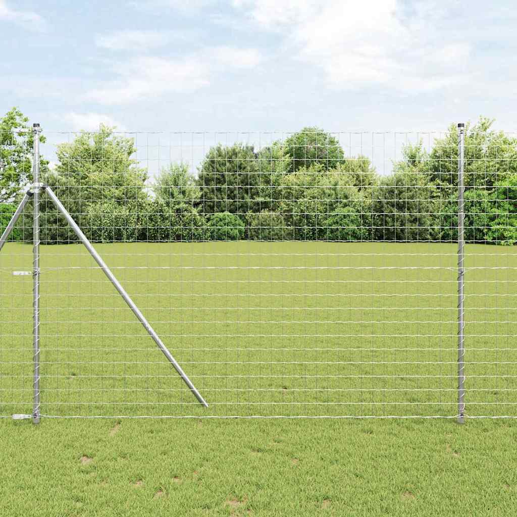 Vidaxl hek met paal zilver 1,5 x 10 m staal en pvc