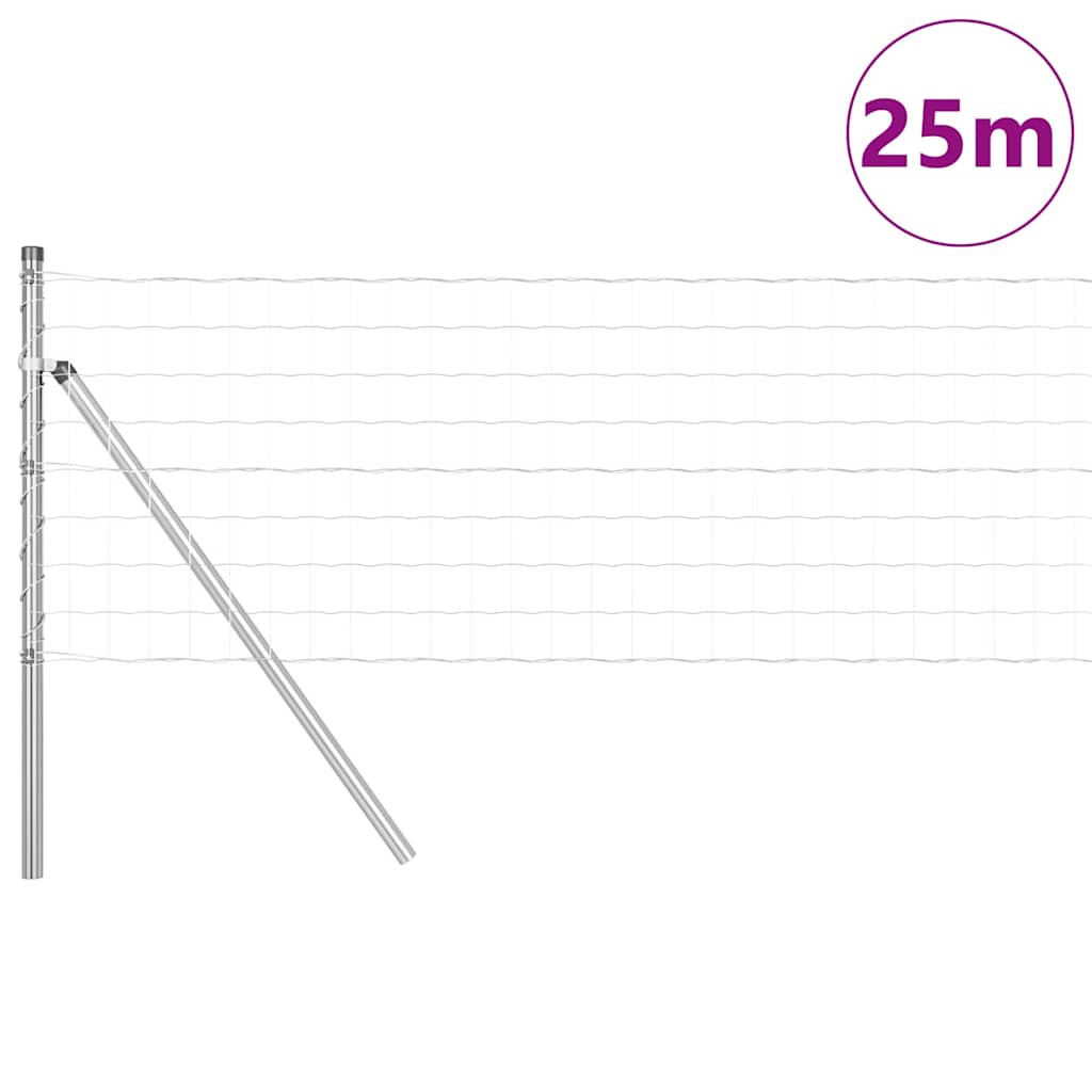 Vidaxl hek met paal zilver 0,6 x 25 m staal en pvc