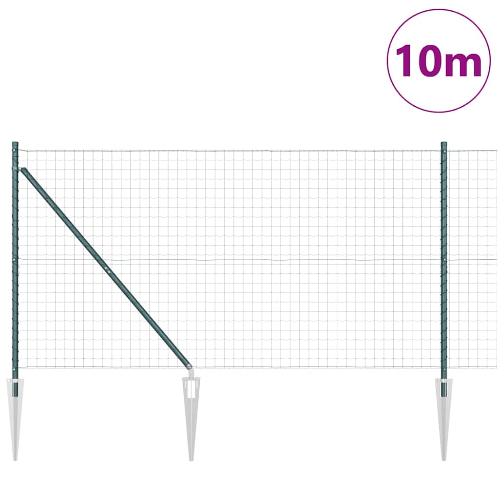Vidaxl hek met paal groen 1,4 x 10 m staal en pvc