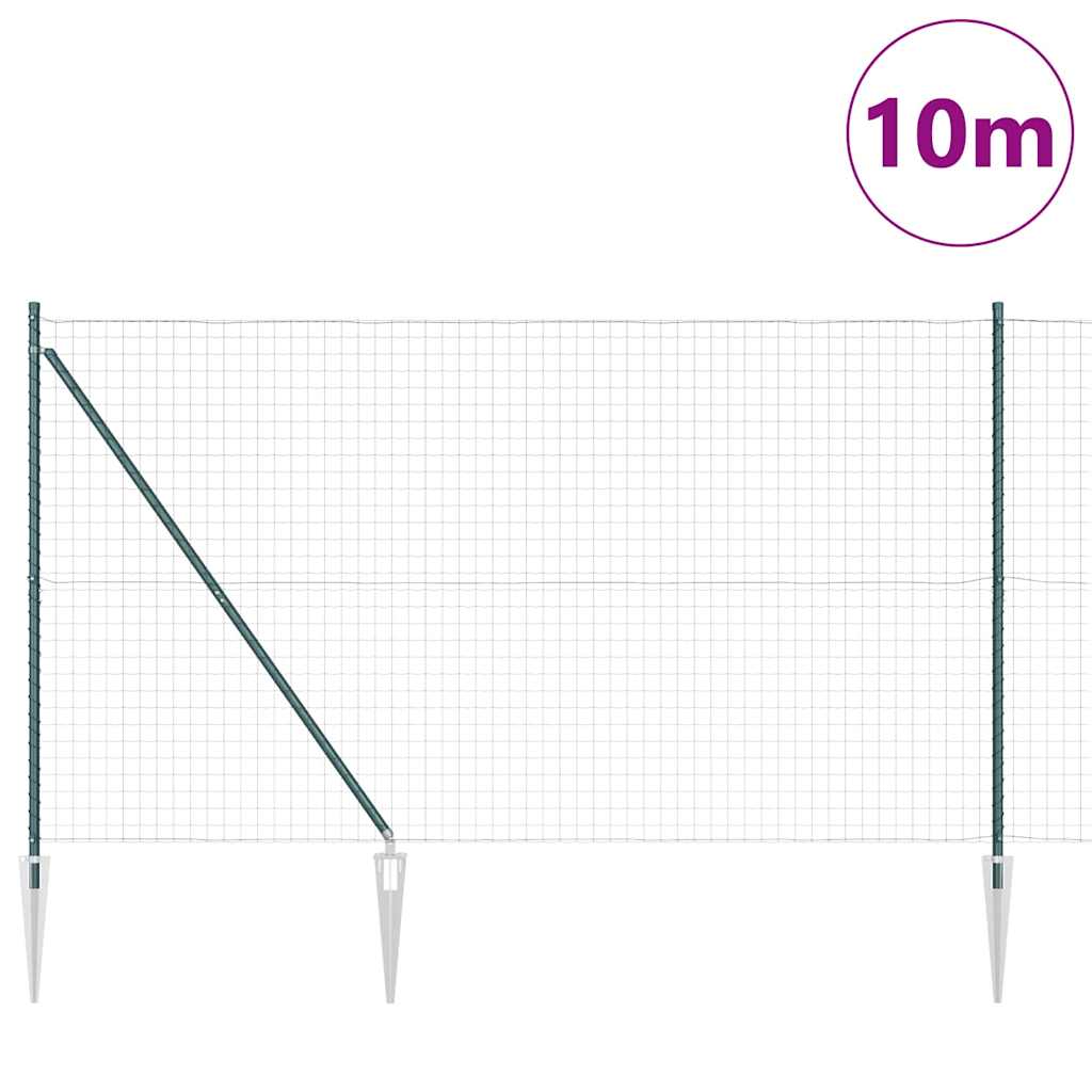 Vidaxl hek met paal groen 1,5 x 10 m staal en pvc