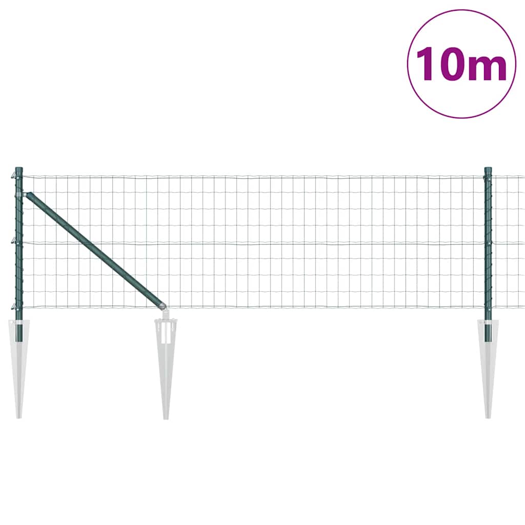 Vidaxl hek met paal groen 0,8 x 10 m staal en pvc