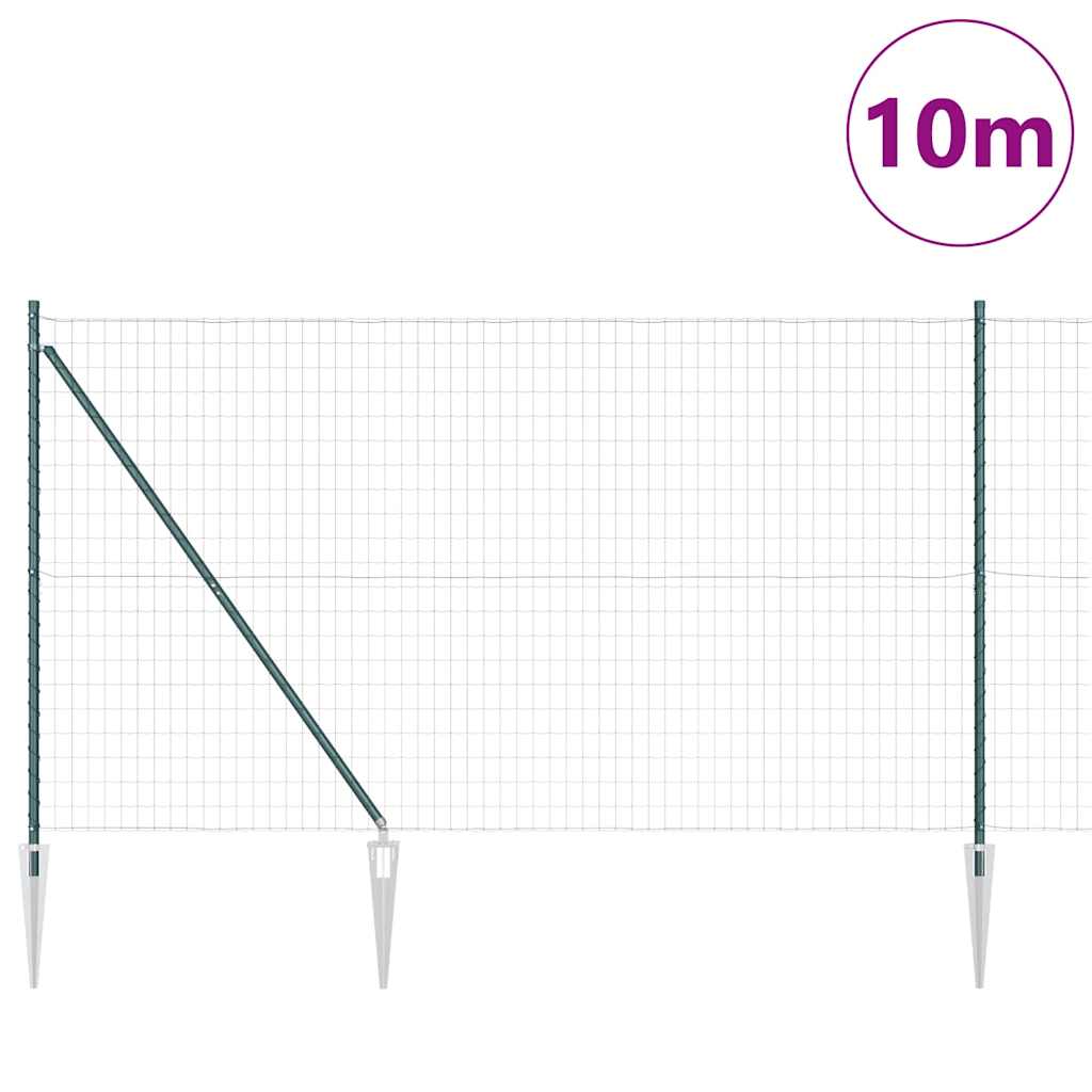 Vidaxl hek met paal groen 1,6 x 10 m staal en pvc