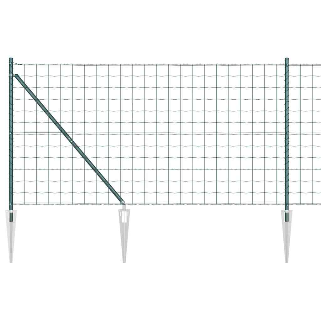 Vidaxl hek met paal groen 1,4 x 10 m staal en pvc