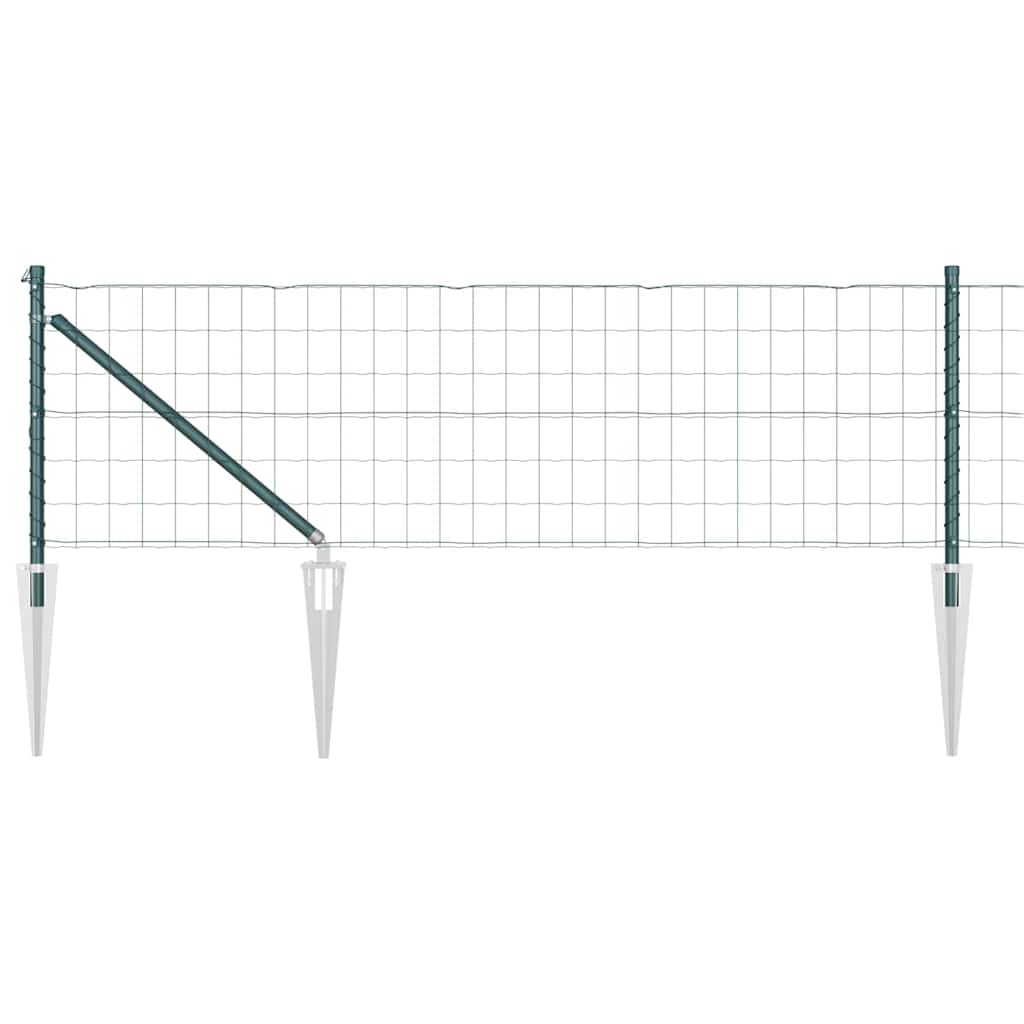 Vidaxl hek met paal groen 0,4 x 25 m staal en pvc